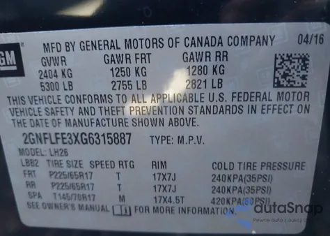 2016 Chevrolet Equinox Lt from USA, damaged, VIN 2GNFLFE3XG6315887